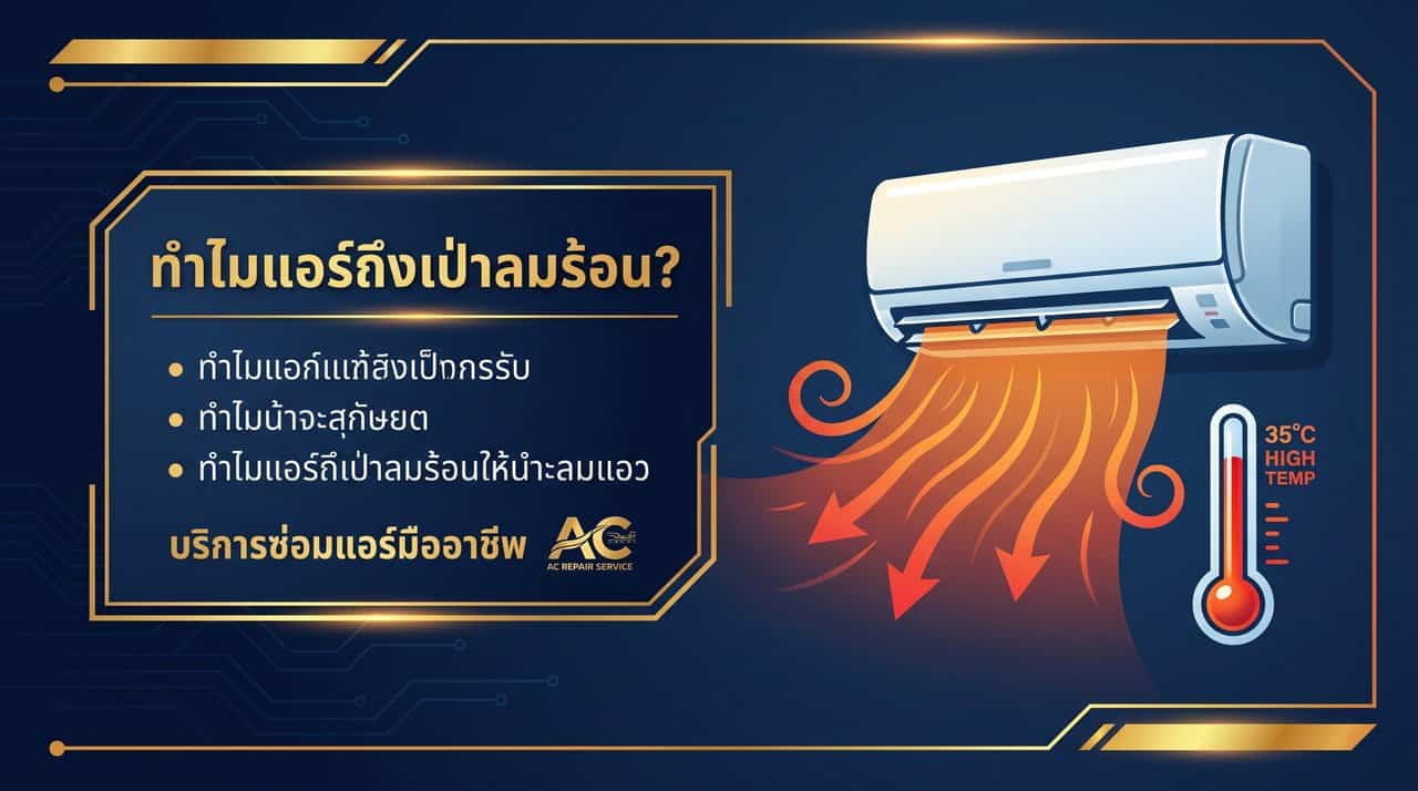 แอร์มีแต่ลมร้อนออกมา ไม่มีความเย็น อาการน้ำยาแอร์หมด