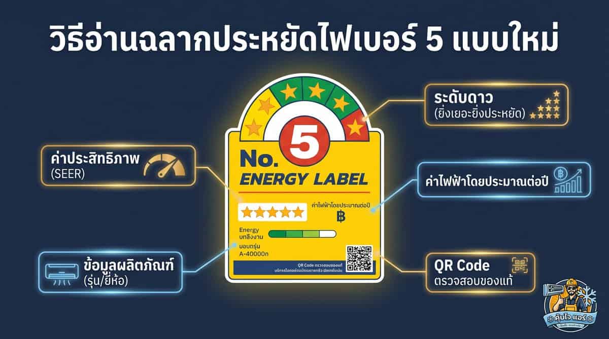 วิธีอ่านฉลากประหยัดไฟเบอร์ 5 แบบใหม่ระบบดาว 1-5 ดาว